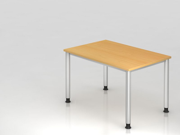 Hammerbacher Schreibtisch 4 Fuß rund 120x80cm Buche/Silber, Rechteckform, VHS12/6/S