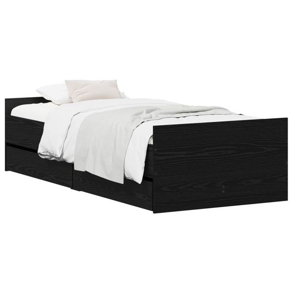 vidaXL Bettrahmen Schwarze Eiche 90 x 200 cm Holzwerkstoff, 3446587