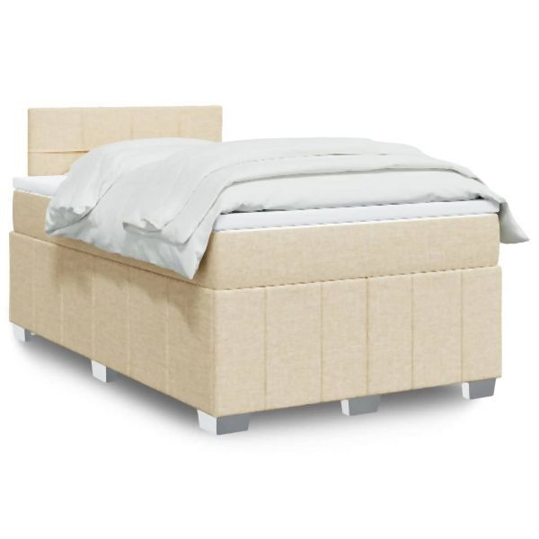 vidaXL Boxspringbett mit Matratze Creme 120x190 cm Stoff, 3289312