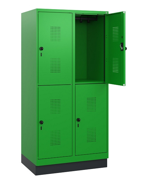 C+P Doppelstöckiger Spind Evolo PLUS, Sockel, 4 Fächer, 1630x800x500mm, 6037/603, Drehriegel, 0493205-22 S10036
