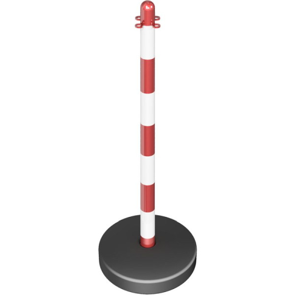 Stein HGS Kettenpfosten -Cloud-, Achteck-Fuß (Ø300mm), Fuß befüllbar, Pfosten rot/weiß, 4041kb