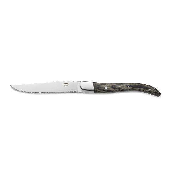 WAS Steakmesser Set CARLOS, mit grauem Pakkaholzgriff, 23 cm, Klingenstahl 420, Holz, VE: 6 Stück, 6427123