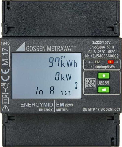 Gossen Metrawatt Energiezähler MID, kWh, 4-L 5(80)A M-Bus, U2289-V014