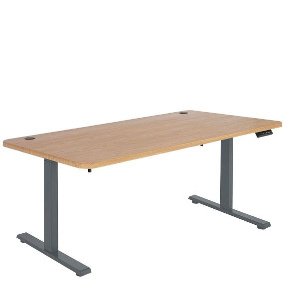 Mendler Schreibtisch HWC-D40, Computertisch, elektrisch höhenverstellbar 160x80cm 53kg, braun Struktur, anthrazit-grau, 75753+75748