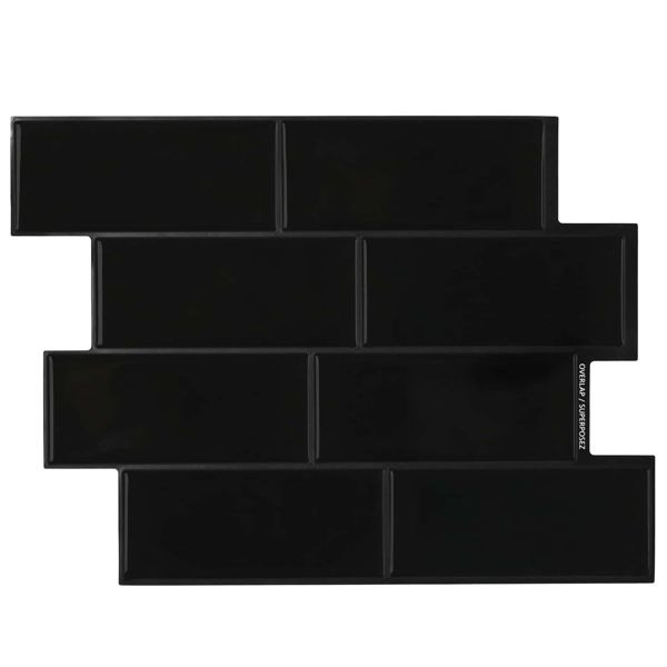 vidaXL U-Bahn-Fliese 50-teilig Schwarz 29 x 21 cm Polyurethan und PET, 42046137