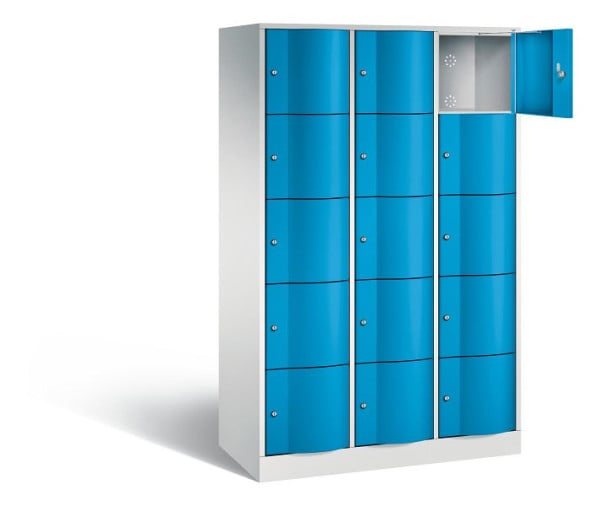 C+P Schließfachschrank Resisto, H1950xB1148xT540mm, Farbe: Lichtgrau / Lichtblau, 8570-372 S10000