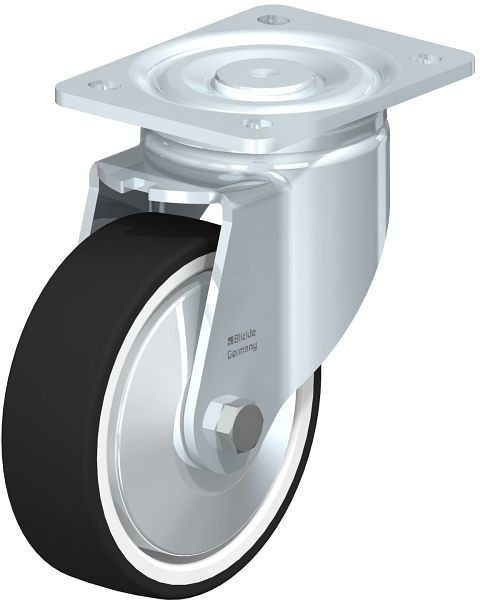 Blickle LH-POTH 150K-FA Stahlblech-Lenkrolle, Schwerlast-Ausführung, mit Anschraubplatte, Thermoplastisches Polyurethan, Grau, 350488