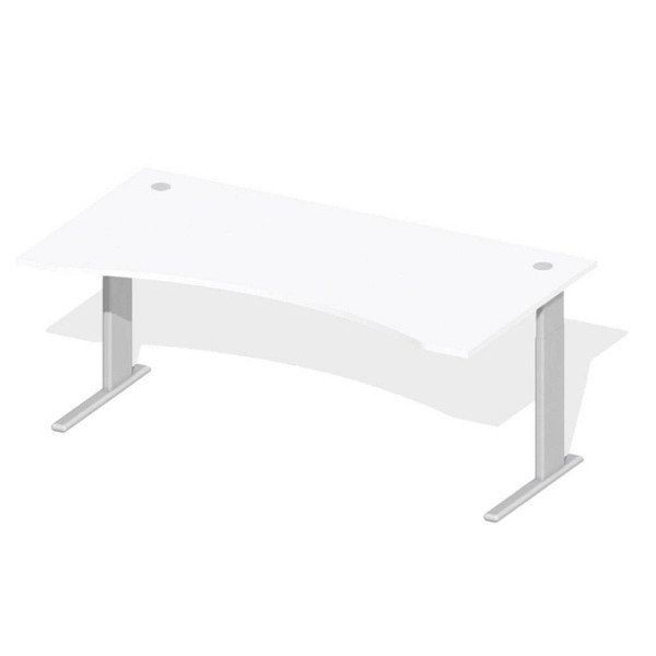 Deskin Schreibtisch Comfort M MULTI M, Dekor weiß, Gestell Alusilber, B 1800 x T 950/800/950 x H 640 - 820 mm, 258527