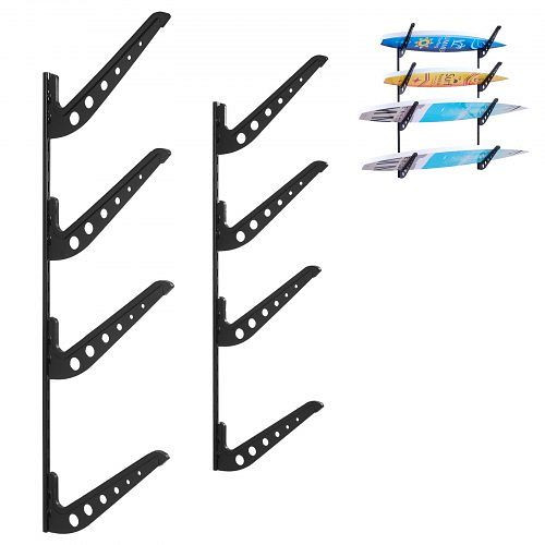 VEVOR Surfbrett-Wandhalterung (4 Ebenen) horizontales Rack, höhenverstellbarer Organizer für Surfboards, Ski & Snowboards, Schwarz, JBCLBZJBGSHXNE2B6001V0