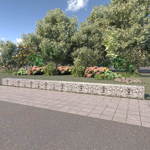 vidaXL Gabionenwand mit Abdeckung Verzinkter Stahl 900×50×50 cm, 143587