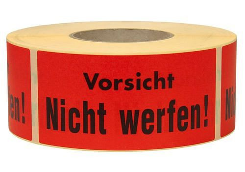 DENIOS Warn- und Hinweisetiketten, Nicht werfen, 145 x 70 mm, aus Papier, 299629