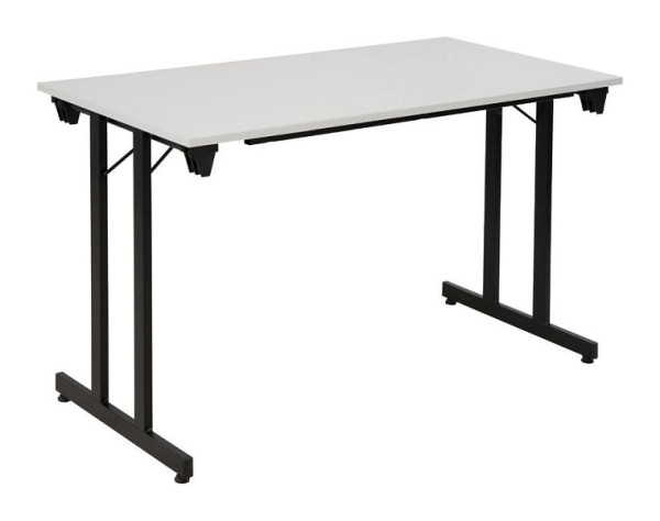 Deskin Klapptisch / Mehrzwecktisch, Platte Dekor Lichtgrau, Gestell Schwarz, B 1600 x T 800 x H 720 mm, 349499