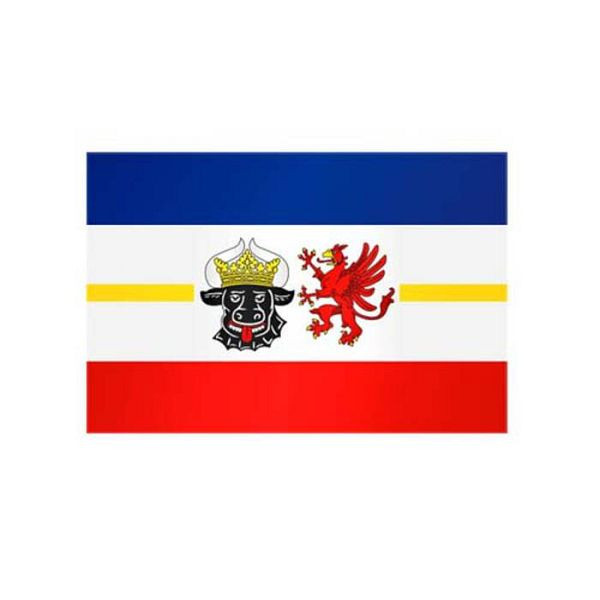 Stein HGS Landesflagge Mecklenburg Vorpommern, 400 x 150 cm (Hochformat), mit Karabiner, FlagTop 160 g/m², für Fahnenmasten ab 8 m, mit Hohlsaum für Ø 4 cm Ausleger, 26417