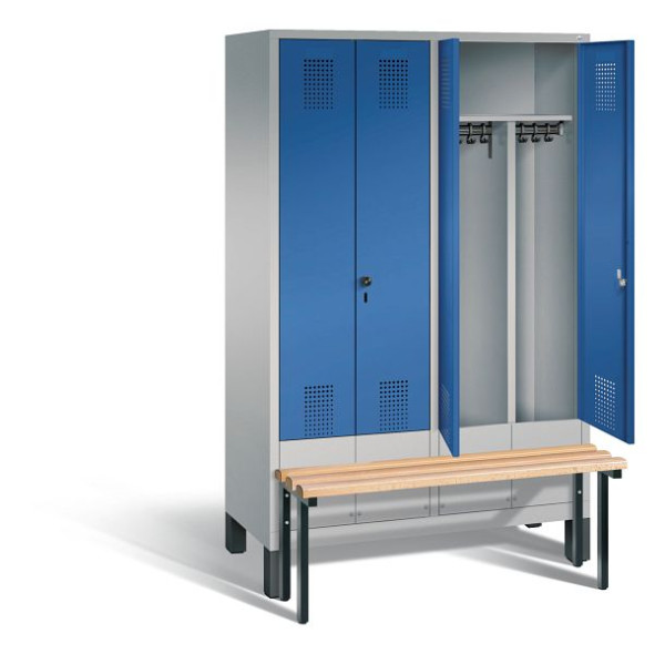 C+P Schwarz-Weiss-Spind Evolo, H1850xB1190xT815mm, Farbe: Weißaluminium / Enzianblau, 48032-40 S10111