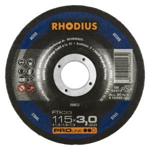 Rhodius PROline FTK33 Freihandtrennscheibe, Durchmesser [mm]: 115, Stärke [mm]: 3, Bohrung [mm]: 22.23, VE: 25 Stück, 200853