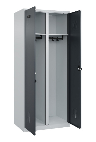 C+P Schwarz-Weiß-Spind Evolo PLUS, 2 Abteile, 1850x800x500mm, 7035/7016, Drehriegel, 049002-22 S10012
