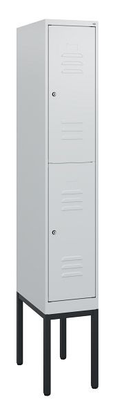 C+P Doppelstöckiger Spind Classic PLUS, Gestell, 1950x300x500mm, 7035/7035, Zylinderschlösser, 0803305-10 S10039