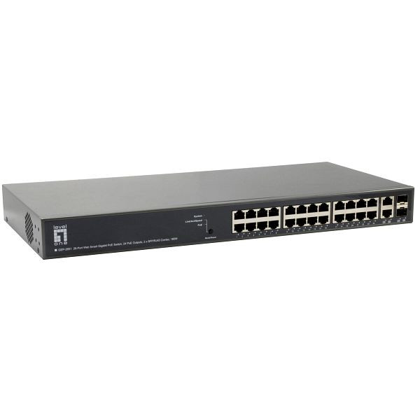 LEVELONE Switch 482,6mm(19) 26x10/100/1000Mbps 19Zoll-Einbau Managebar, 143066