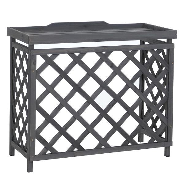 Mendler Verkleidung für Klimaanlage/Wärmetauscher HWC-Q14, Abdeckung Holz FSC®-zertifiziert 78x90x45cm, anthrazit-grau, 121072
