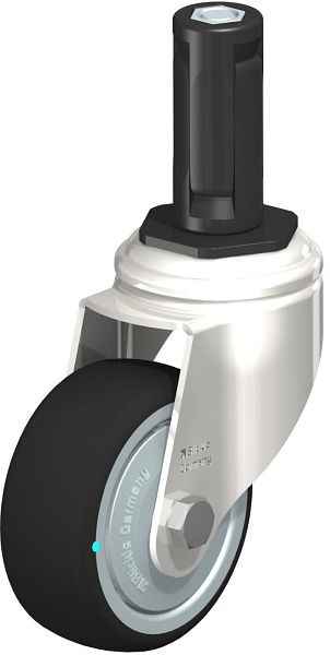 Blickle LKRXA-PATH 80KD-11-FK-EXR13 Edelstahl-Apparate-Lenkrolle mit Expander, Thermoplastisches Polyurethan, Grau, 853418