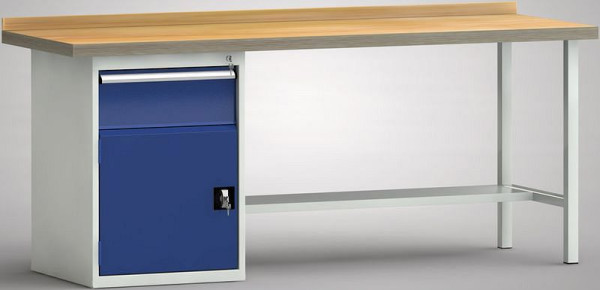 KLW Profi-Werkbank - 2000 x 700 x 905 mm L x T x H (ERGO-Version), links 200EA/Türe 500 mm, WP184E-2000M45-E7021