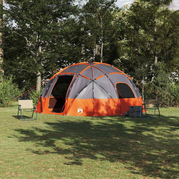 vidaXL Campingzelt Grau und Orange 475 x 475 x 235 cm Polyester, 42000995