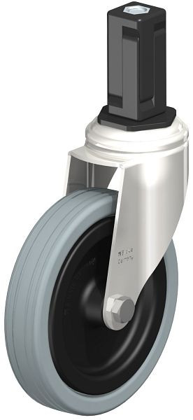 Blickle LKRXA-VPA 125G-11-EXV14 Edelstahl-Apparate-Lenkrolle mit Expander, Vollgummi, Grau, 853289