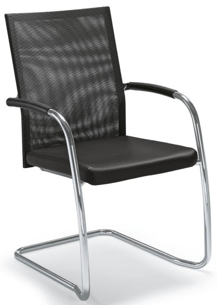 Deskin Besucher- und Konferenzstuhl RIVA S, inkl. Armlehnen, Schwingergestell verchromt, Bezug Sitz Kunstleder, Farbe schwarz, 294097