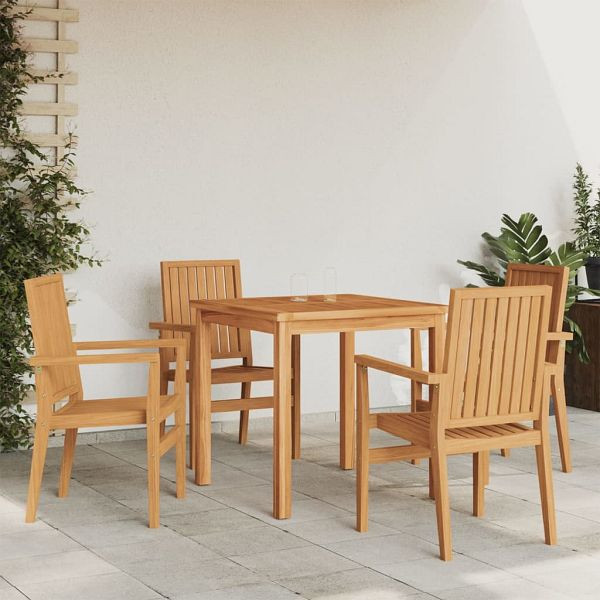 vidaXL Gartenstühle 4 Stück Stapelbar 56,5x57,5x91 cm Massivholz Teak, 3157901