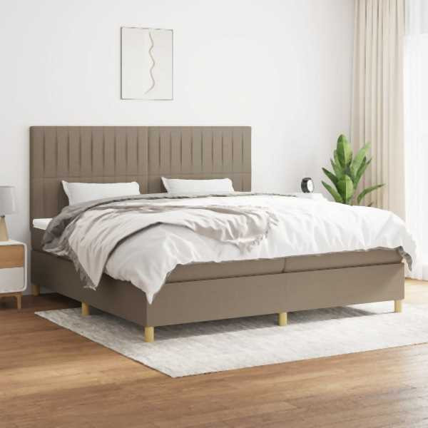 vidaXL Boxspringbett mit Matratze Taupe 200x200 cm Stoff, 3142525