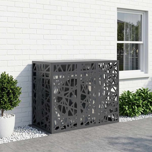vidaXL Klimaanlagenabdeckung Anthrazit 110 x 50 x 80 cm Stahl, 8014166