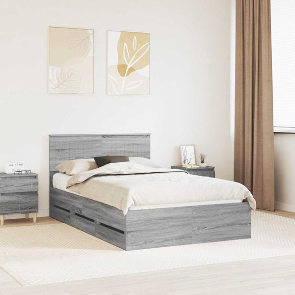 vidaXL Bettrahmen Graues Sonoma 120 x 200 cm Ingenieurs Holz, 3410733