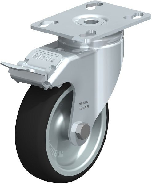Blickle LKPA-PATH 101G-FI Apparate-Lenkrolle mit Anschraubplatte & Feststeller, Thermoplastisches Polyurethan, Grau, 846967