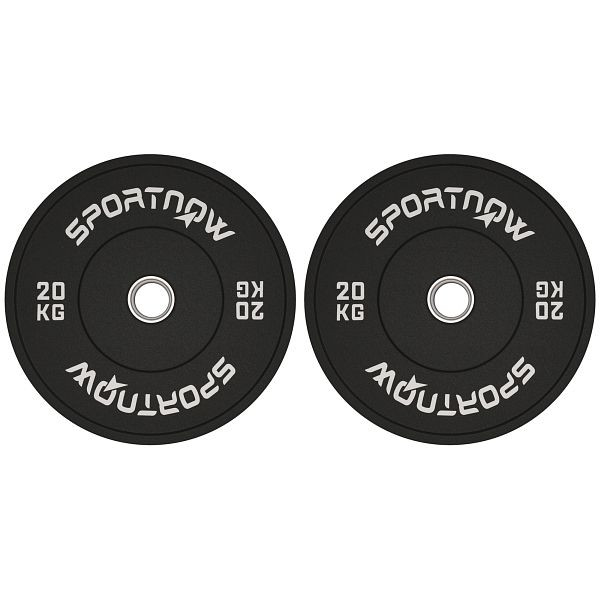 SPORTNOW Hantelscheiben-Set, 2 x 20 kg, olympischer Standard, Gummi, geräuscharm, Schwarz, A91-374V03BK