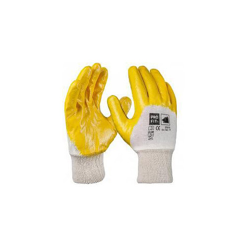 PRO FIT Basic Nitril-Handschuh, gelb, 3/4 beschichtet, Strickbund, Größe: 11, VE: 12 Paar, 37675-11