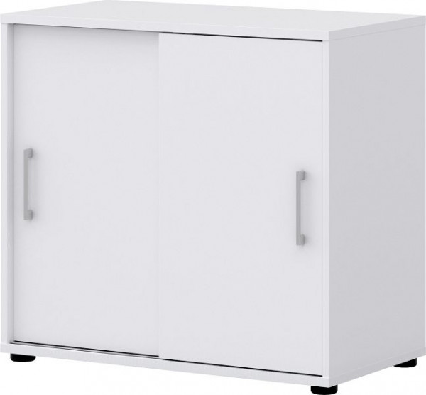 Röhr Schiebetürenschrank B 80,4 cm x H 74 cm x T 42,5 cm, Korpus Weiß, Front Weiß, mit 2 Schiebetüren, 2 Orderhöhen, 859W231000