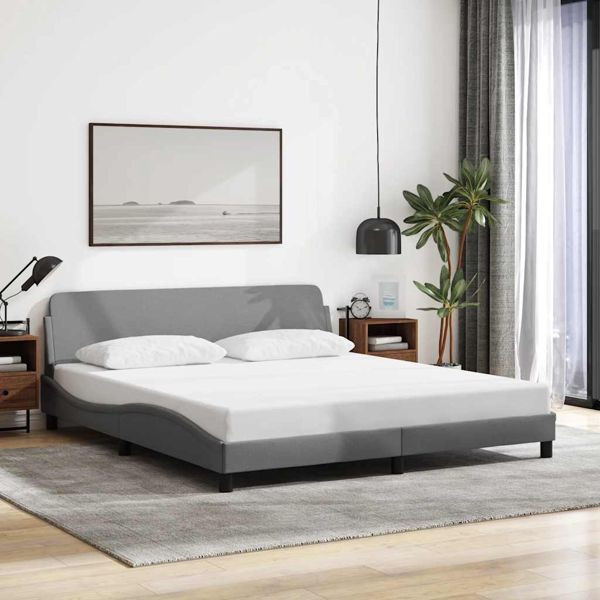 vidaXL Bettgestell Dover Hellgrau 180x200 cm Stoff, 373333