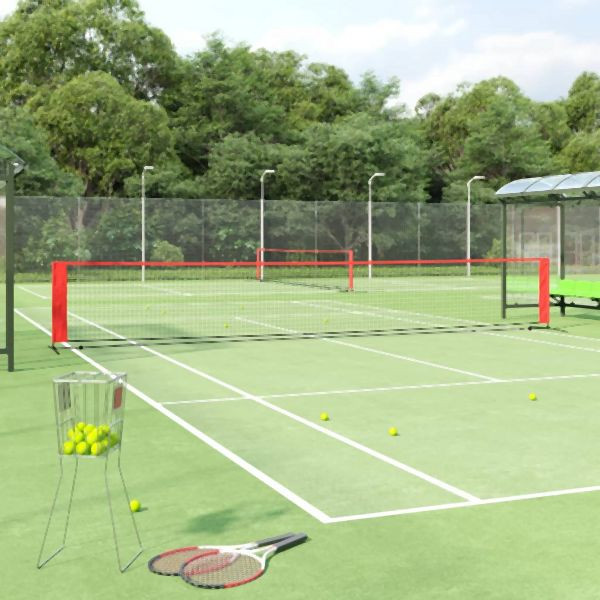 vidaXL Tennisnetz Schwarz und Rot 600x100x87 cm Polyester, 93759