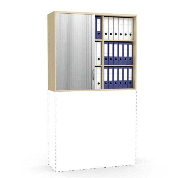 Deskin Rollladen-Aufsatzschrank MULTI M, Buchedekor, B 1200 x H 1055 x T 420 mm, 271925