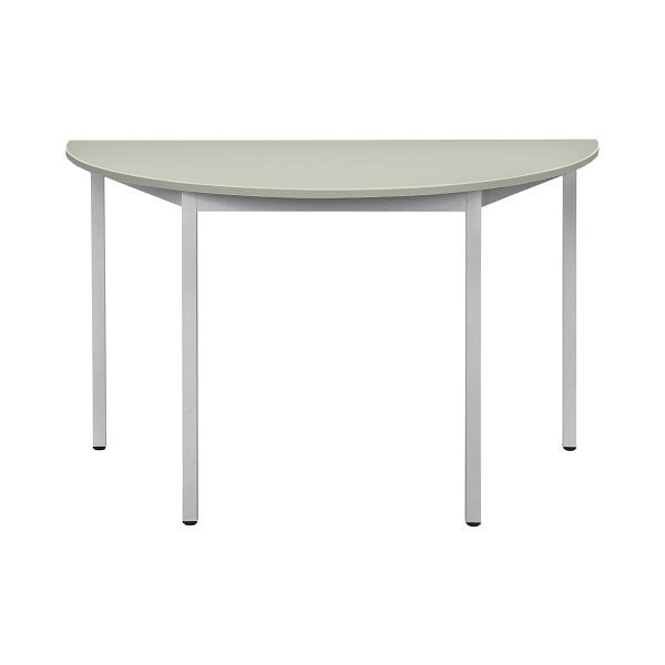 Bisley Mehrzwecktisch, Halbrund, Breite 1200 mm, Tiefe 600 mm, 25mm Tischstärke, 300 aluminium x G grau, MTC25H1206G300