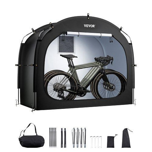 VEVOR Fahrradzelt für 3-4 Fahrräder, Fahrradgarage mit Fenster, leicht installierbar, Fiberglas, Doppelreißverschlüsse, 203x122x169 cm, HDZXCP56664FUISQ9V0