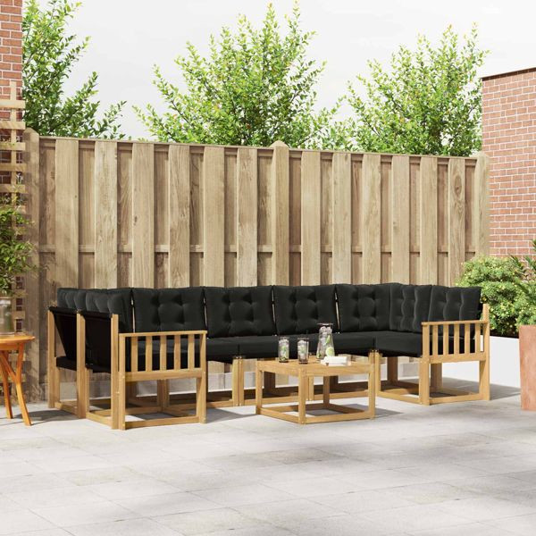 vidaXL Outdoor-Sofagarnitur mit Kissen 8-teilig Weiß und Schwarz, 3389306