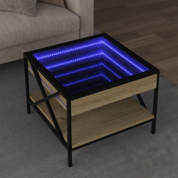 vidaXL Couchtisch mit Infinity-LED Sonoma-Eiche 50x50x38 cm, 847698