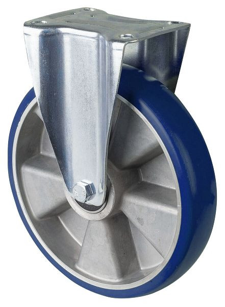 BS Rollen Transportrolle Bockrolle, Polyurethanrad 83 Shore, Alufelge Platte, Kugellager, Durchmesser: 250 mm, L410.B92.250