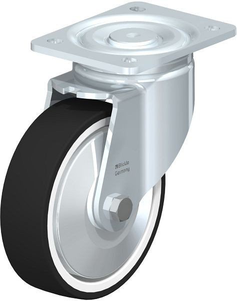 Blickle LH-POTH 160G-FA Stahlblech-Lenkrolle, Schwerlast-Ausführung, mit Anschraubplatte, Thermoplastisches Polyurethan, Grau, 750112