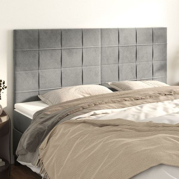 vidaXL Kopfteile 4 Stück Hellgrau 100x5x78/88 cm Samt, 3116398
