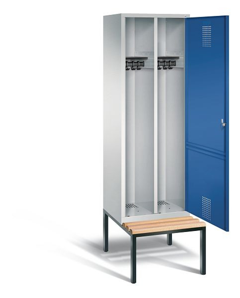 C+P Schwarz-Weiss-Spind Evolo, H2090xB610xT500mm, Farbe: Lichtgrau / Enzianblau, 48250-20 S10008