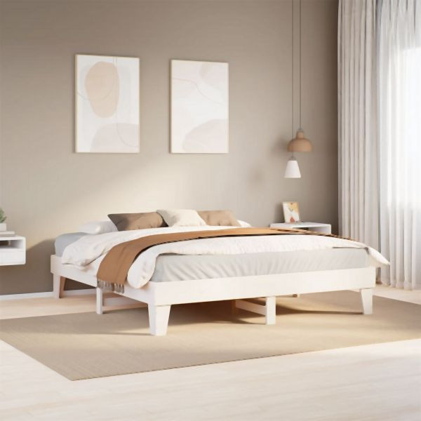 vidaXL Massivholzbett ohne Matratze Weiß 200x200 cm Kiefernholz, 855344