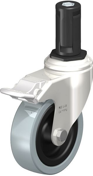 Blickle LKRXA-VPA 101G-11-FI-EXR14 Edelstahl-Apparate-Lenkrolle mit Expander & Feststeller, Vollgummi, Grau, 853258