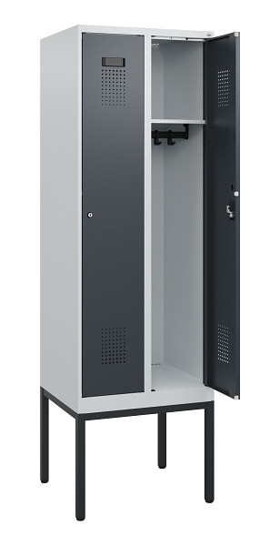 C+P Spind Evolo PLUS, Gestell, 2 Abteile, 1950x600x500mm, 7035/7016, Zylinderschloss, 0490305-20 S10039